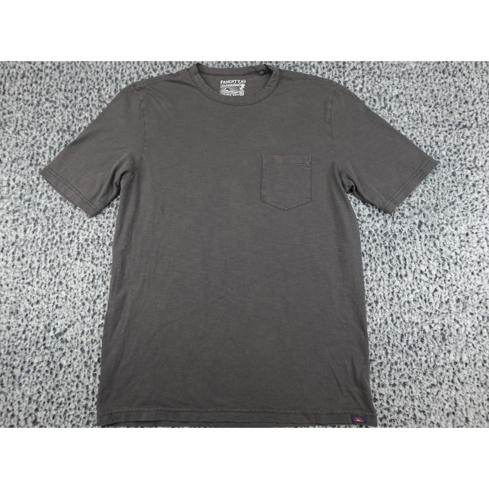 Faherty Sunwashed Pocket Tee Mens Medium Tall Gray Organic Cotton Shirt